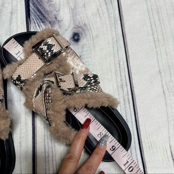 Aerosoles Olivia Snakeskin Platform Sandals Women’s Size 6 Fur Lined - Picture 5 of 9